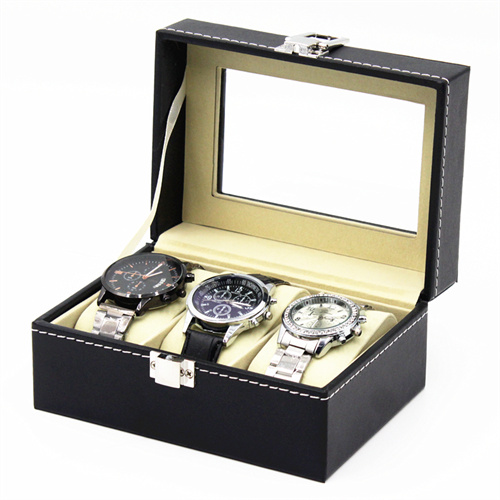 3 slots pu leather watch box 