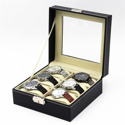 6 slots pu leather watch box