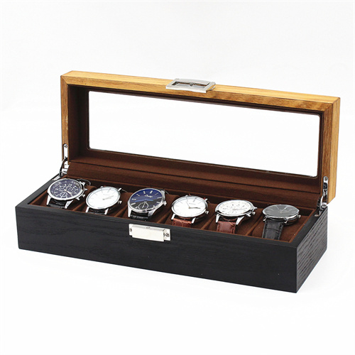6 slots ash wood black watch box