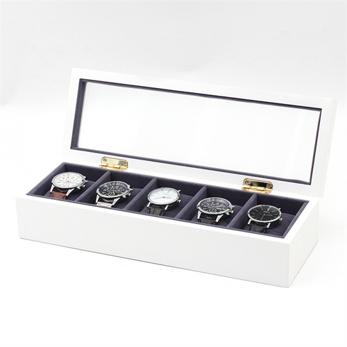 5 slots white wooden watch box