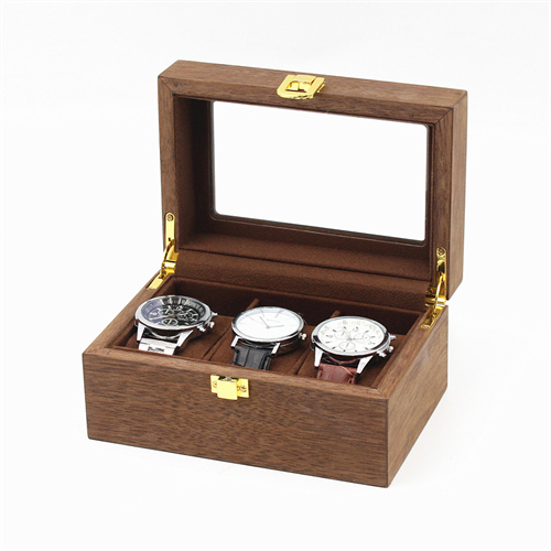 3 slots Walnut wood watch box