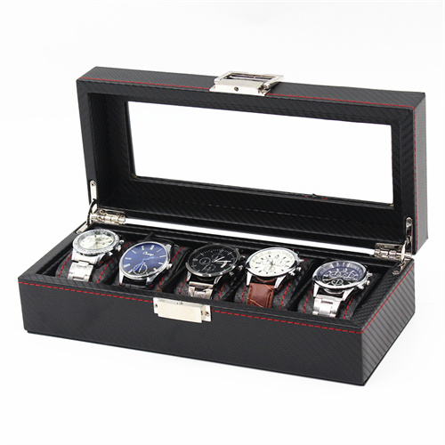 5 slots Carbon fiber PU leather Watch box