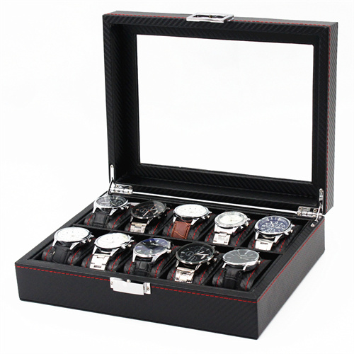 10 slots Carbon fiber PU leather Watch box