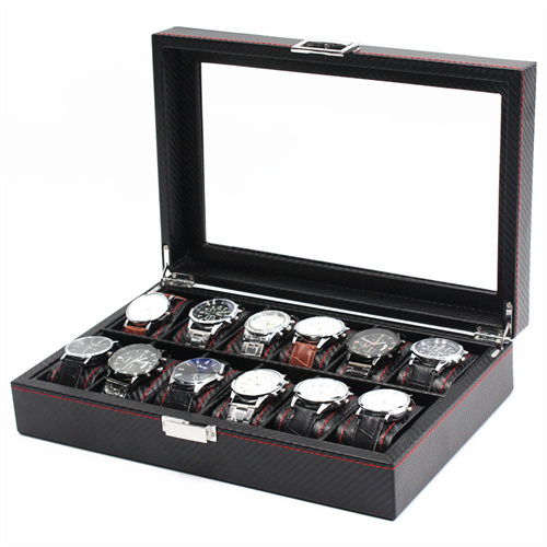 12 slots Carbon fiber PU leather Watch box