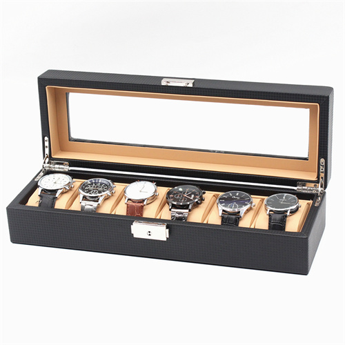 6 slots Carbon fiber PU leather Watch box