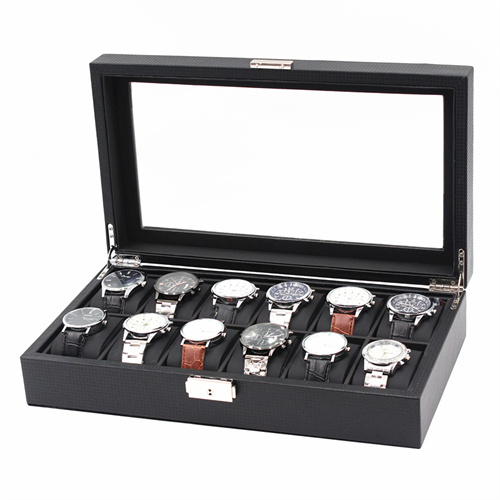 12 slots Carbon fiber PU leather Watch box