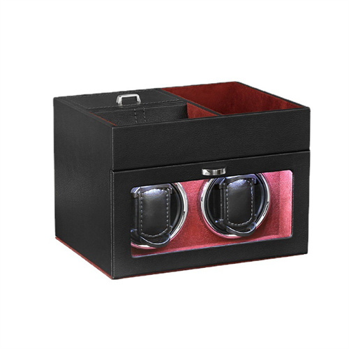 Double LED PU leather watch winder with table