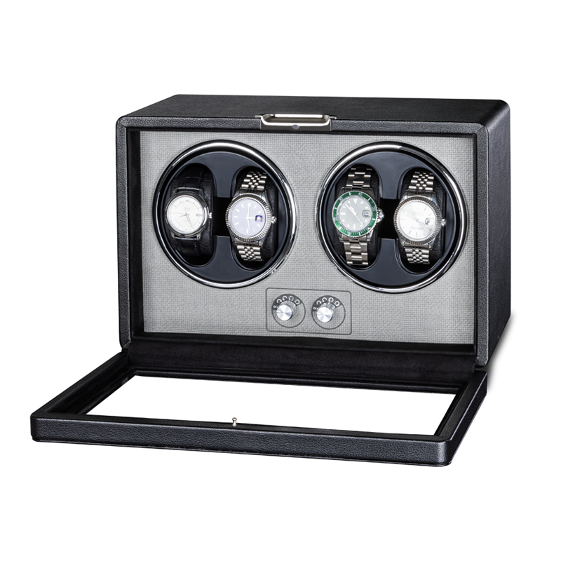 4 slots PU leather LED automatic watch winder box