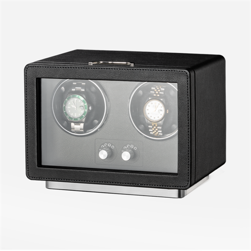 Double pu leather LED Watch winder for 2 watch