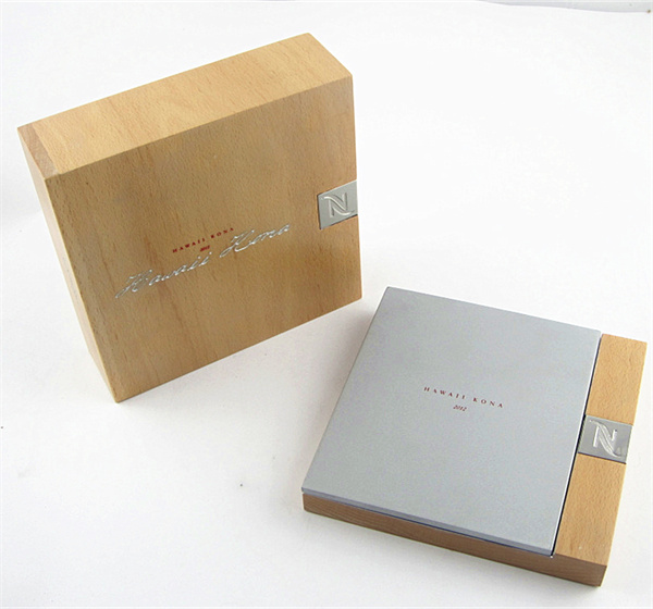 Drawer style beech wood box for Capsule coffee