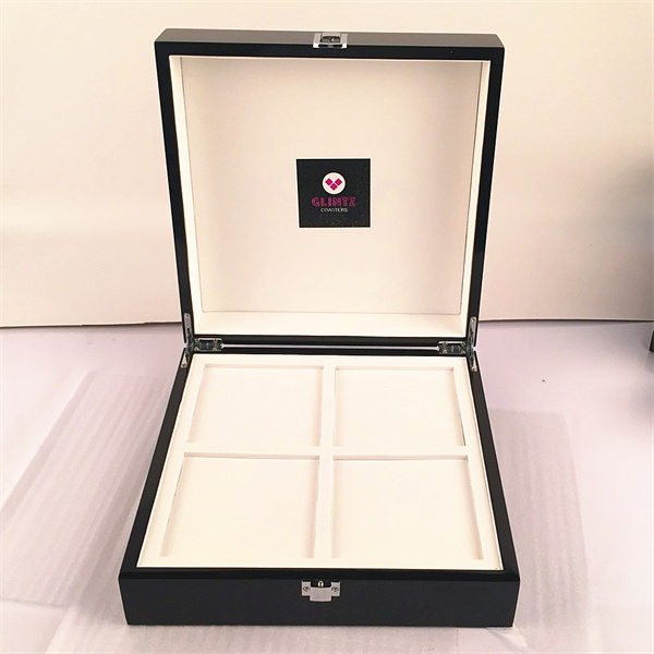Black MDF wooden storage box customized design