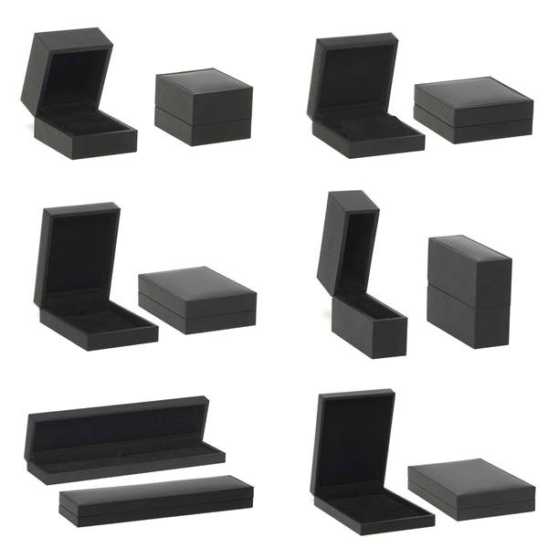 Black leatherette paper jewelry box-ring/earring/pendant/necklace/bangle/bracelet