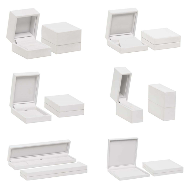 White leatherette paper jewelry box-ring/earring/pendant/necklace/bangle/bracelet