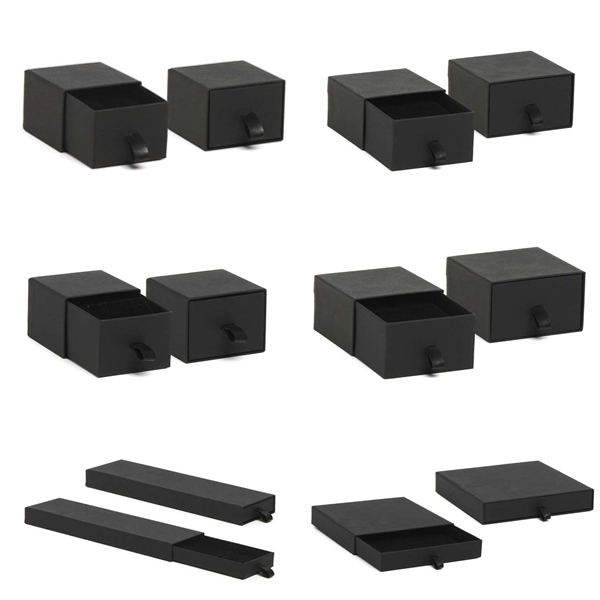 Black drawer cardboard paper jewelry box-ring/earring/pendant/necklace/bangle/bracelet