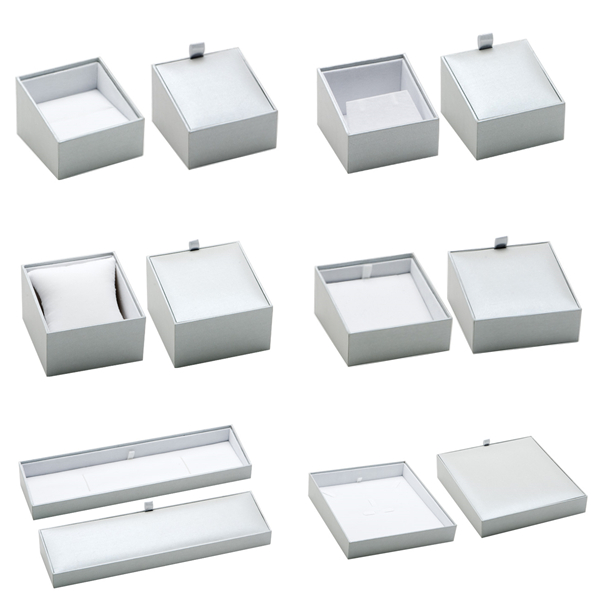 Silvery cardboard paper jewelry box-ring/earring/pendant/necklace/bangle/bracelet