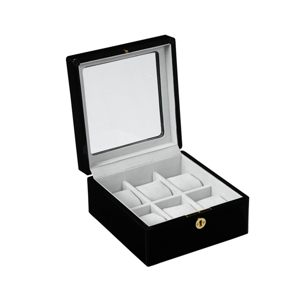 High-end 6 slots black customized wooden watch box
