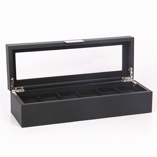 Carbon fiber customized  PU leather 6 slots watch box