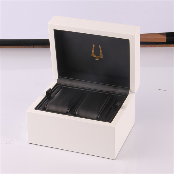 White matte lacquering wooden watch box for 2 watches