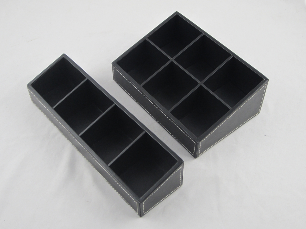 Customized design pu leather tea chest tray for tea bags