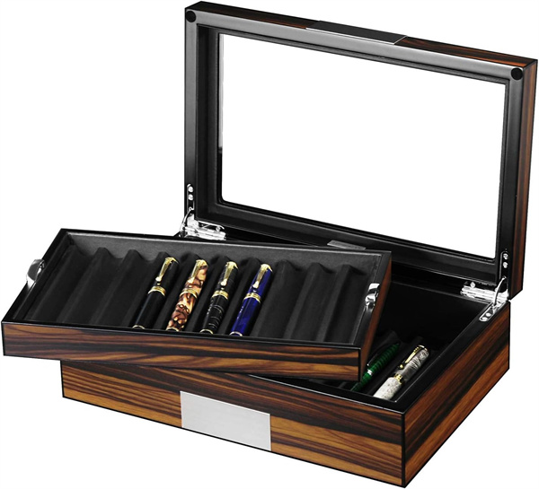 Luxury 20 slots piano lacquering wooden fountain pen display box