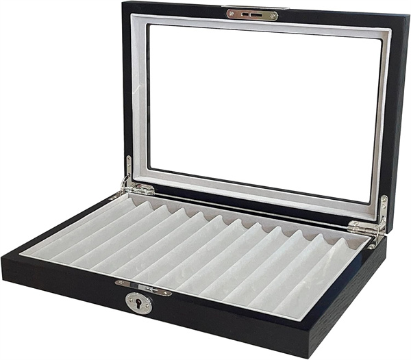 High end 12 slots wood effect fountain pen storage box