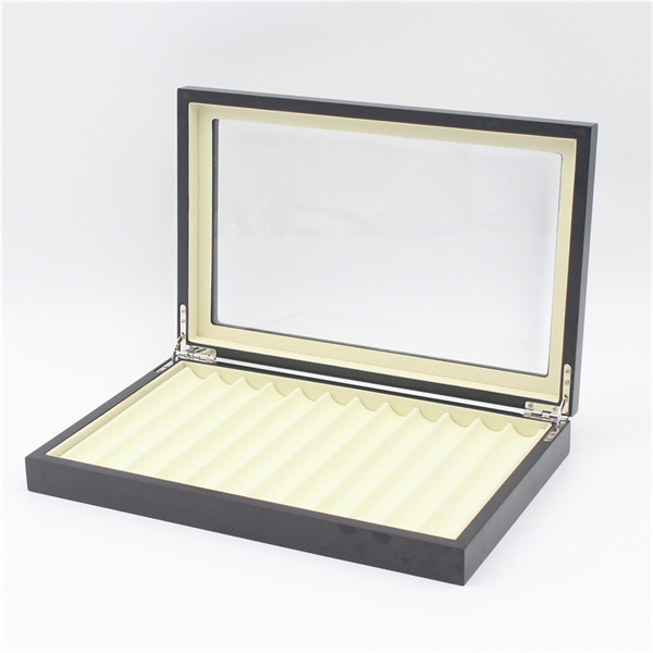 Fancy 12 slots black MDF Wooden Fountain Pen Display Box