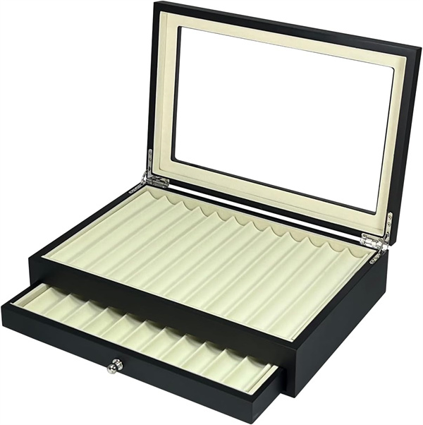 Fancy 23 slots black MDF Wooden Fountain Pen Display Box