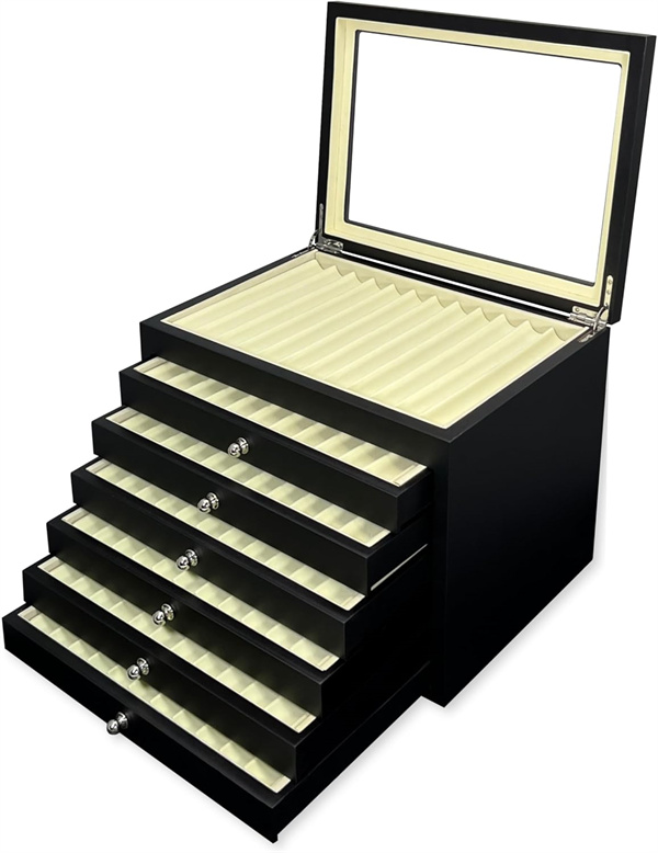Large capacity 78 slots black MDF Wooden Fountain Pen Display Box