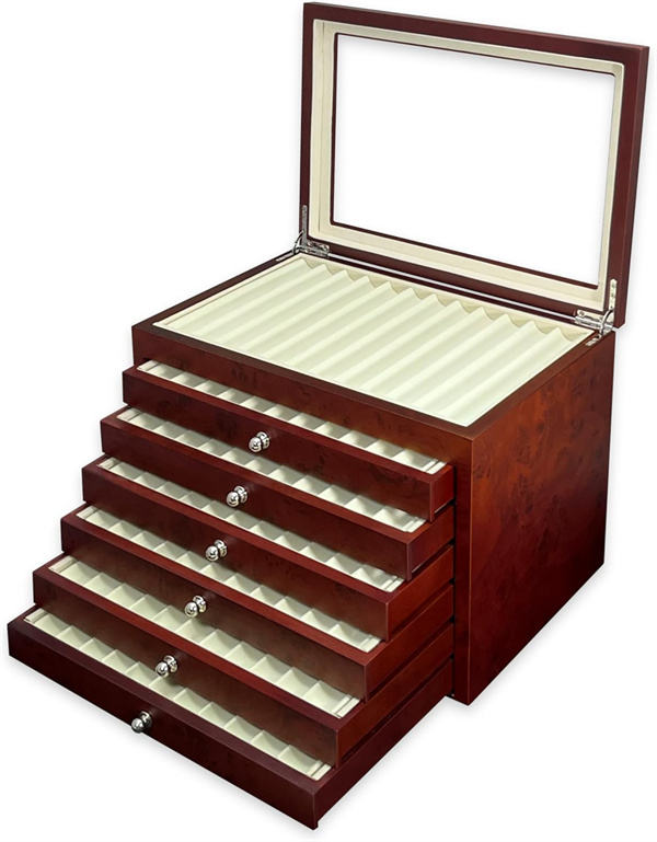 Large capacity 78 slots Ebony MDF Wooden Fountain Pen Display Box