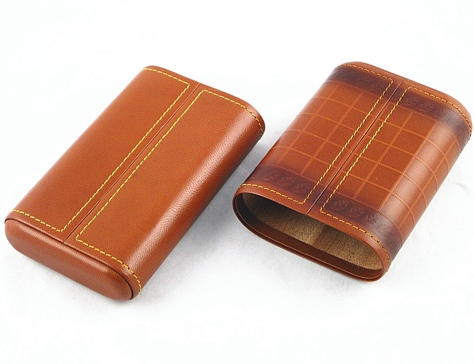 Cowhide Leather Cedar Cigar Box