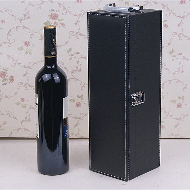 Single PU leather Red Wine Bottle Box