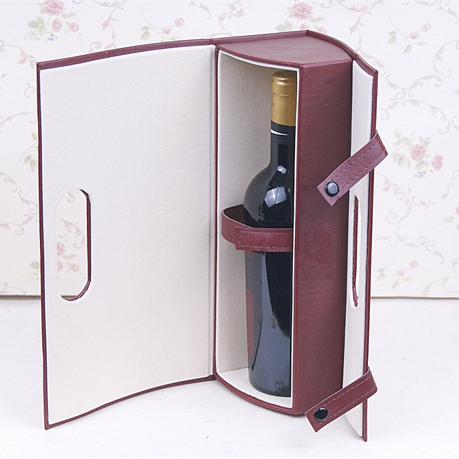 Triangle design PU leather wine bottle box