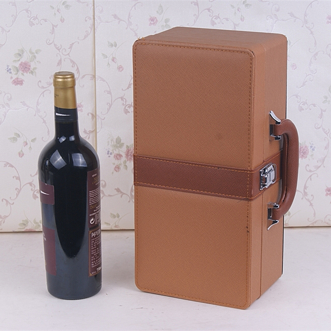 High quality PU leather red wine bottle box