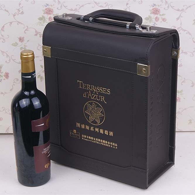 Good design 6 bottles pu leather red wine bottle box