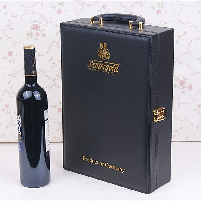 Double pack PU leather red wine bottle box