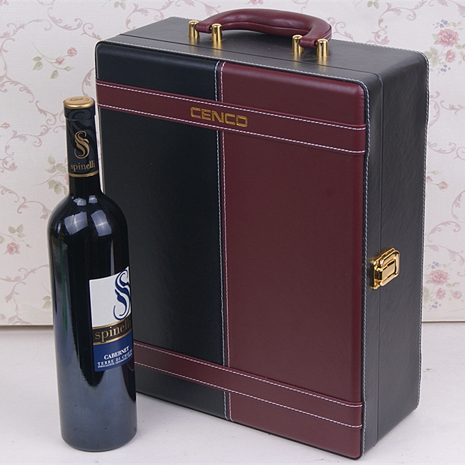Luxury design PU Leather Champagne Wine bottle box