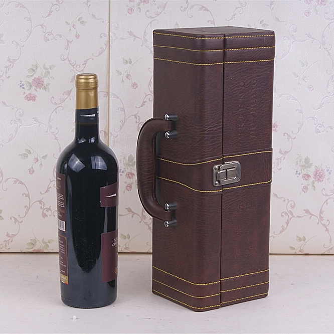 Single PU leather red wine box for 750 bottles
