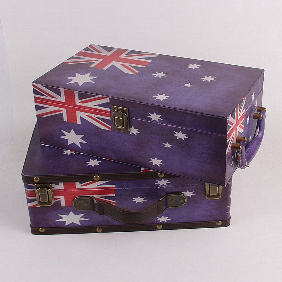 Australia flag design PU leather double red wine bottle box