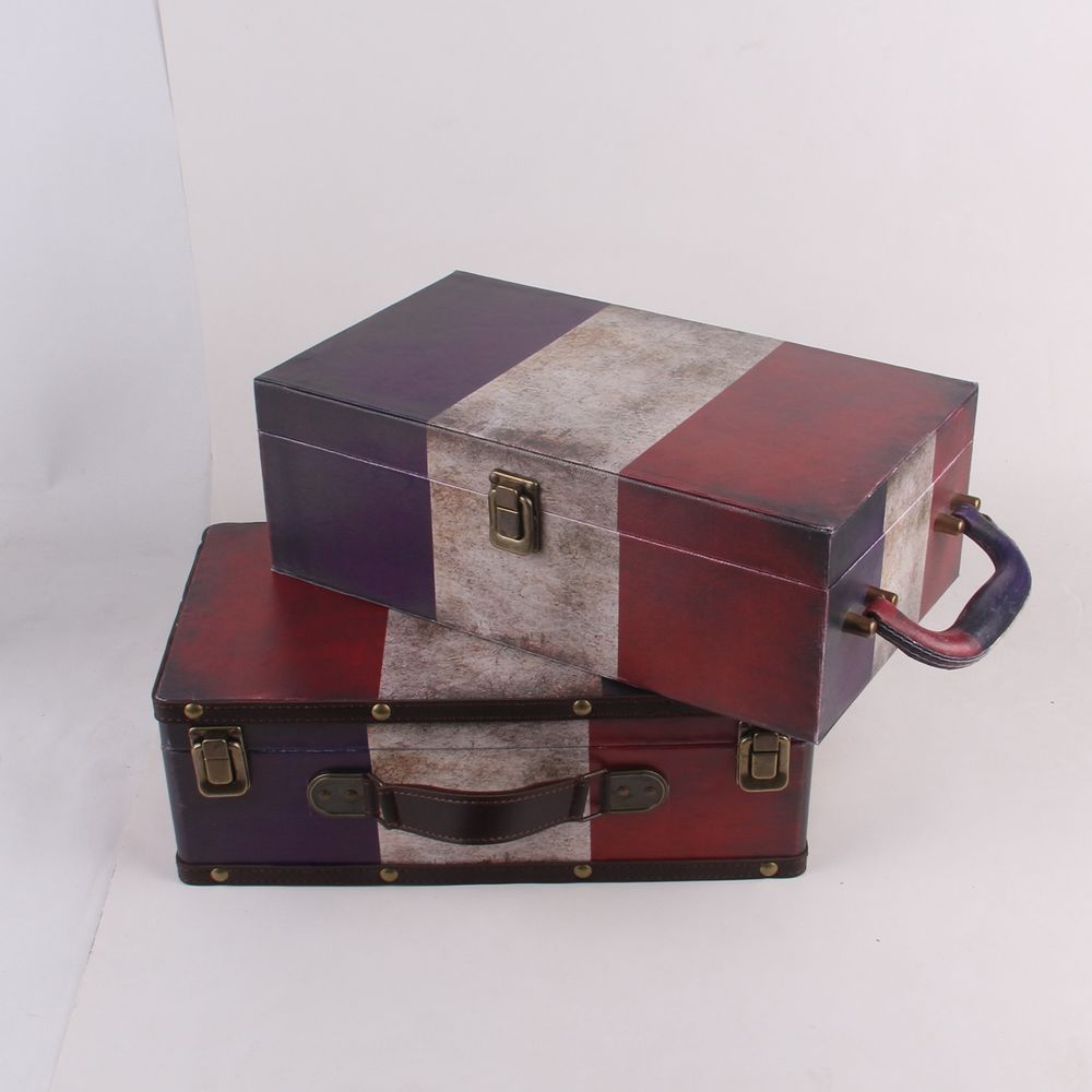 French flag design PU leather double red wine bottle box