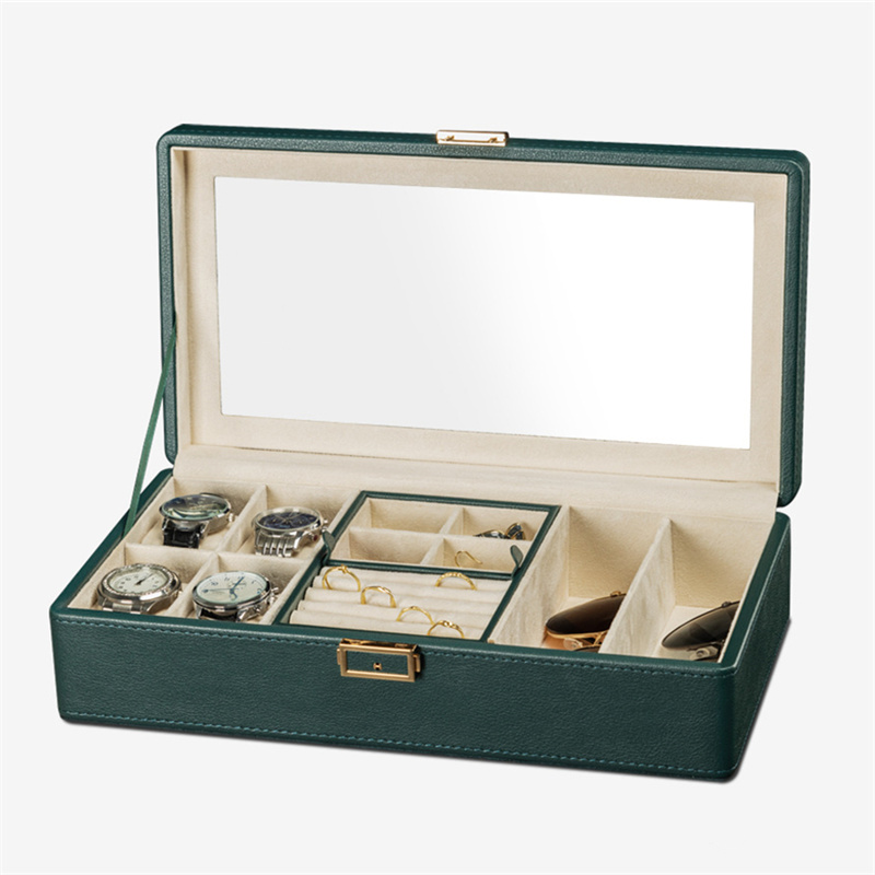 Green 4 slots pu leather watch jewelry display box