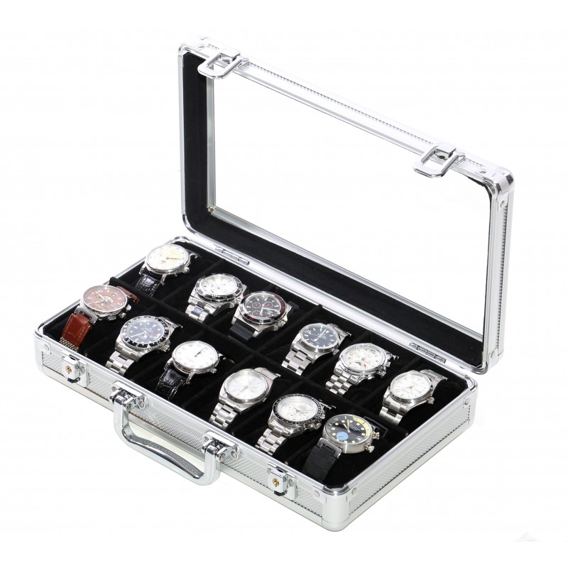 12 slots Aluminium watch display box
